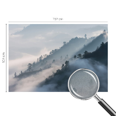 Baby room wall mural with a foggy landscape design