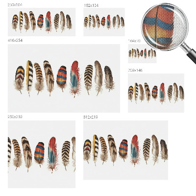 Peel and stick wallpaper mural with a colorful feather pattern