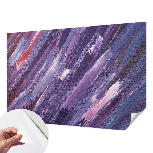 Self-adhesive wall mural with colorful brushstroke pattern