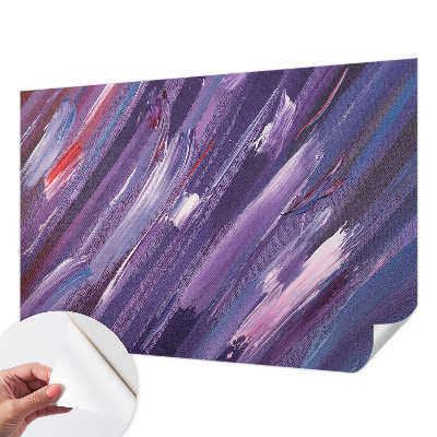 Self-adhesive wall mural with colorful brushstroke pattern