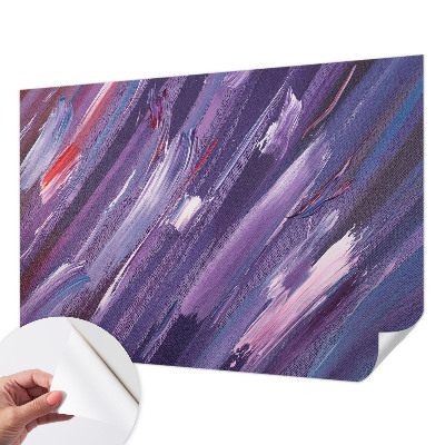 Self-adhesive wall mural with colorful brushstroke pattern