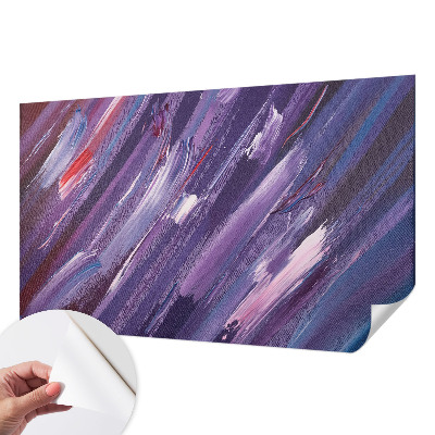 Self-adhesive wall mural with colorful brushstroke pattern