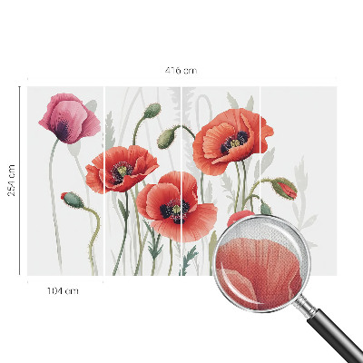 Self-adhesive photo wallpaper with a red poppy motif