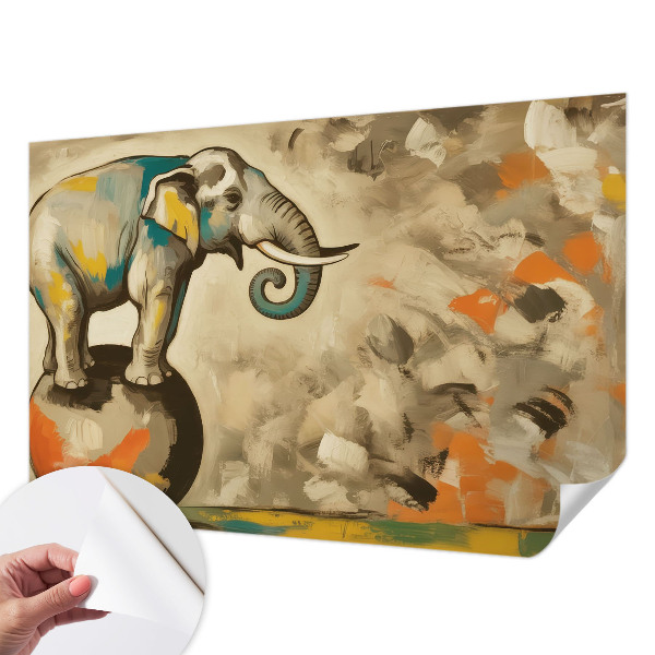Removable wall mural wallpaper with an abstract elephant design