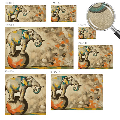 Removable wall mural wallpaper with an abstract elephant design