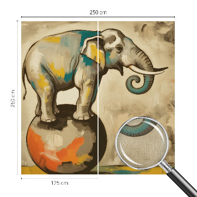 Removable wall mural wallpaper with an abstract elephant design