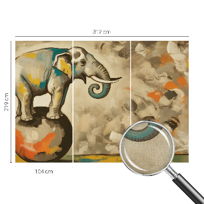Removable wall mural wallpaper with an abstract elephant design