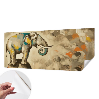 Removable wall mural wallpaper with an abstract elephant design