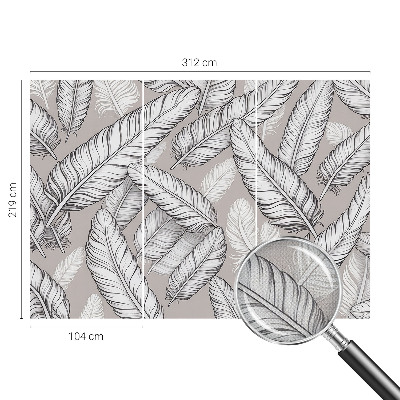 Peel and stick wall mural for living room with a subtle feather pattern