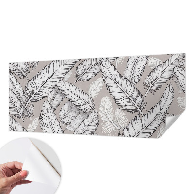 Peel and stick wall mural for living room with a subtle feather pattern