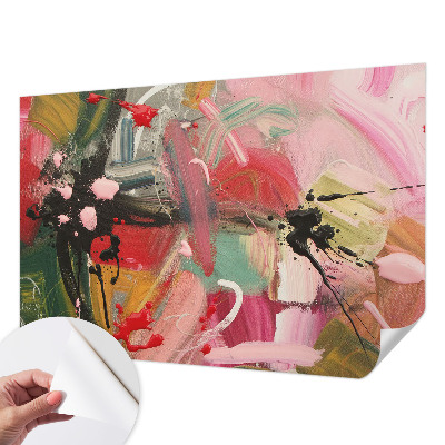 Peel and stick wall mural for bedroom with a colorful chaotic abstract design
