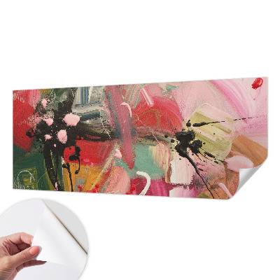 Peel and stick wall mural for bedroom with a colorful chaotic abstract design