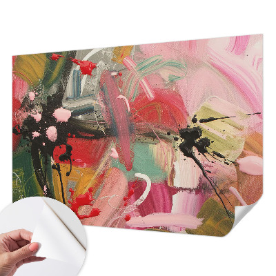 Peel and stick wall mural for bedroom with a colorful chaotic abstract design