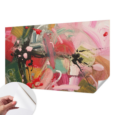 Peel and stick wall mural for bedroom with a colorful chaotic abstract design