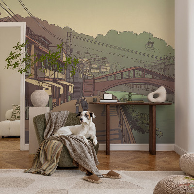 Peel and stick wall mural for kids' room Pastel landscape