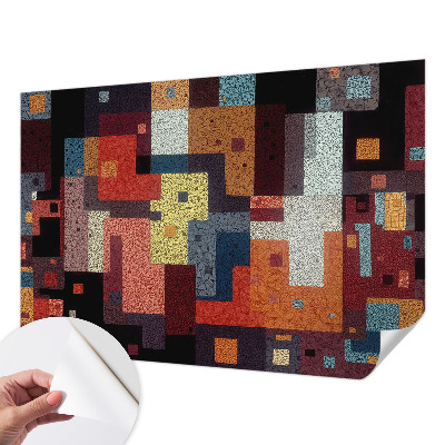 3D wall mural with colorful shapes