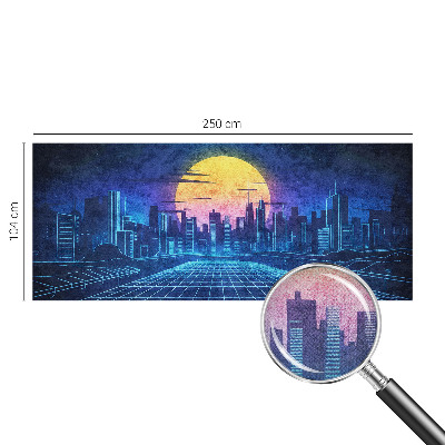 Nursery wall mural with a futuristic landscape design