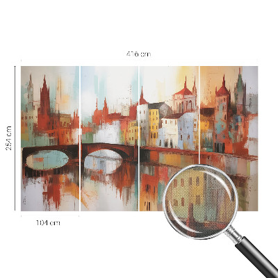3D photo wallpaper mural featuring a city landscape