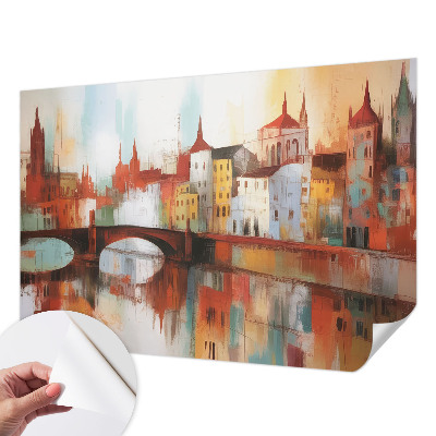 3D photo wallpaper mural featuring a city landscape