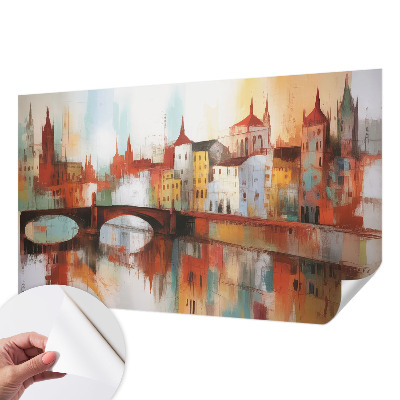 3D photo wallpaper mural featuring a city landscape