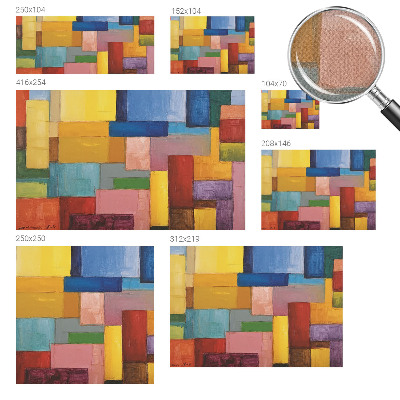 Self-adhesive wall mural with a pattern of colored rectangles