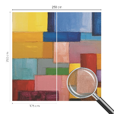 Self-adhesive wall mural with a pattern of colored rectangles