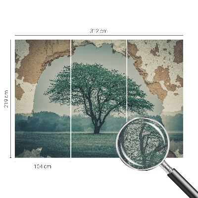 Removable wall mural featuring a solitary tree design