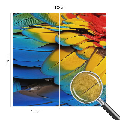 Peel and stick wall mural for living room with a rainbow feather design