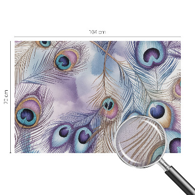 Removable wall mural wallpaper with a peacock feather design