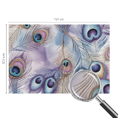 Removable wall mural wallpaper with a peacock feather design