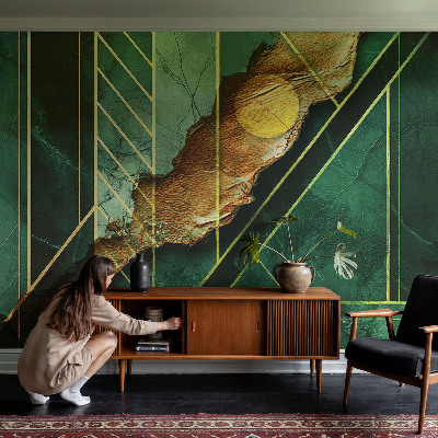 Peel and stick wall mural for bedroom with a geometric tension design