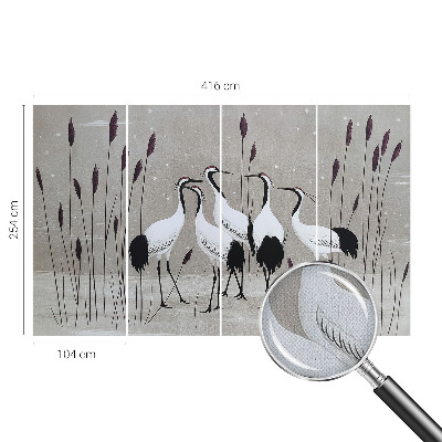 Peel and stick wall mural for kids' room with a flock of cranes