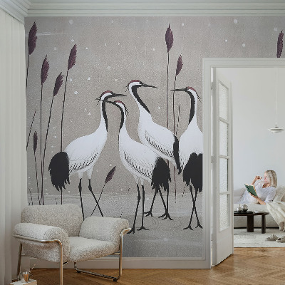 Peel and stick wall mural for kids' room A flock of cranes