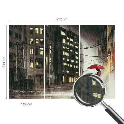 3D wall mural Rainy city