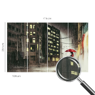 3D wall mural Rainy city