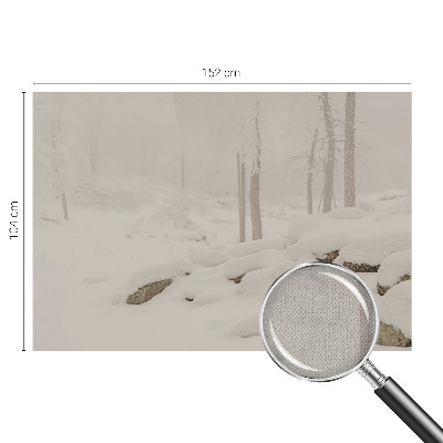 Children's wall mural with a snowy forest design