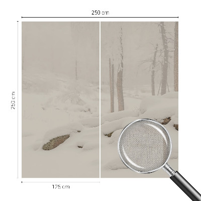 Children's wall mural with a snowy forest design