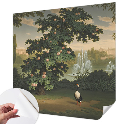 Peel and stick wall mural with a natural garden design