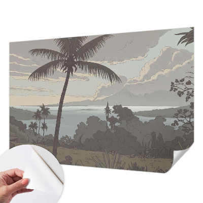 3D photo wallpaper mural with an exotic landscape design