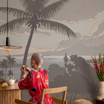 3D photo wallpaper mural with an exotic landscape design