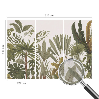 Baby room wall mural with an exotic leaves design