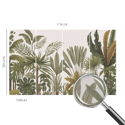 Baby room wall mural with an exotic leaves design