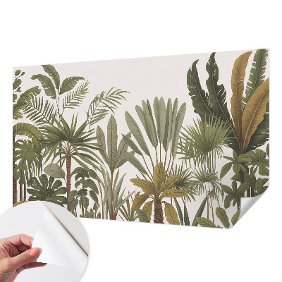 Baby room wall mural with an exotic leaves design