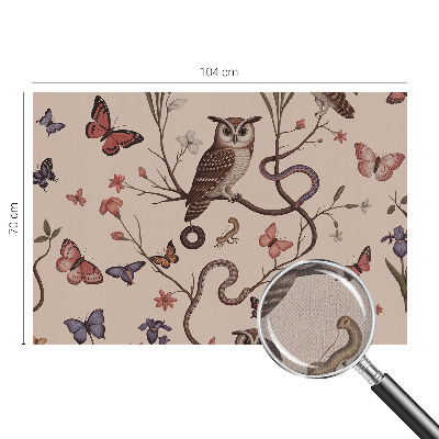 Self-adhesive photo wallpaper with an owl nature motif