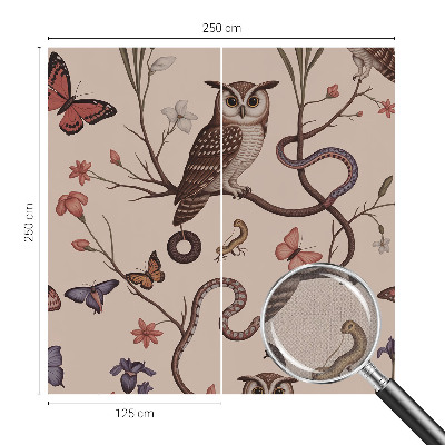 Self-adhesive photo wallpaper with an owl nature motif