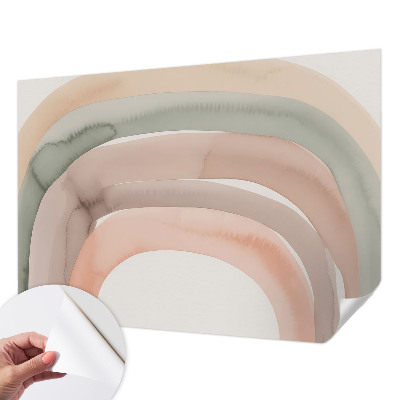 Self-adhesive wall mural with a rainbow arches design