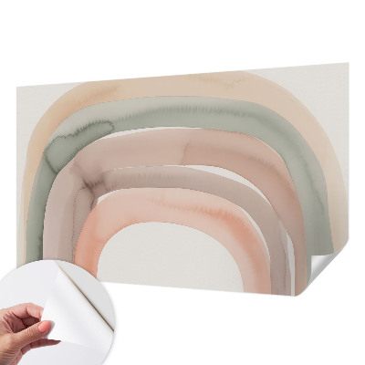 Self-adhesive wall mural with a rainbow arches design