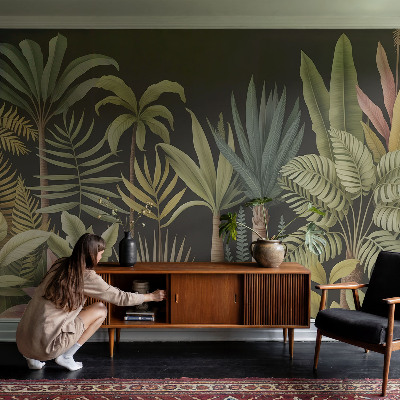 Stick-on wall mural with a tropical jungle design