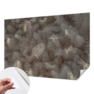 Peel and stick wall mural for living room featuring frosty twig motifs