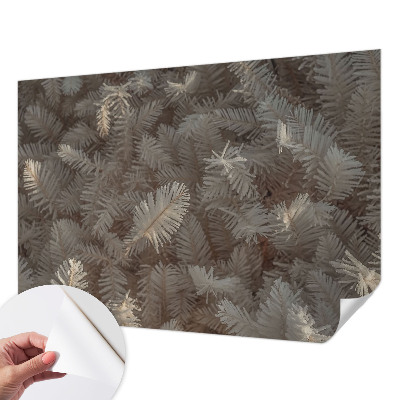 Peel and stick wall mural for living room featuring frosty twig motifs